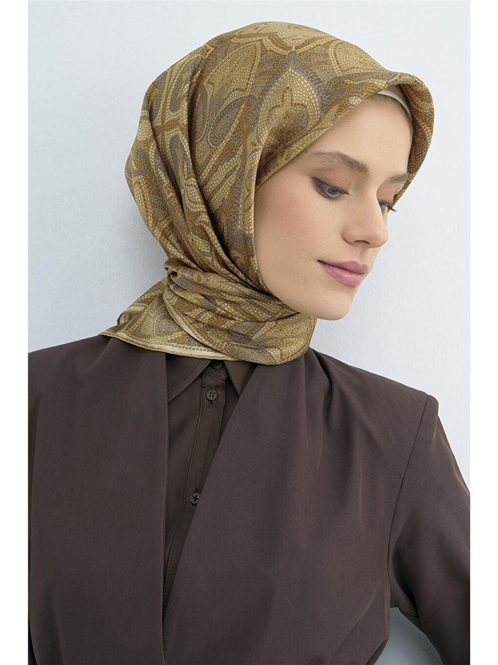 Sarı Saf İpek Sura Eşarp 9540D 05-2