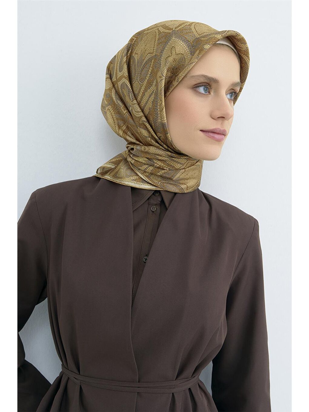 Sarı Saf İpek Sura Eşarp 9540D 05-3