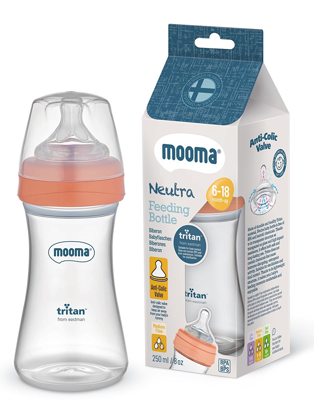 Biberon 250 Ml 6-18 Orta Akış - Kırmızı