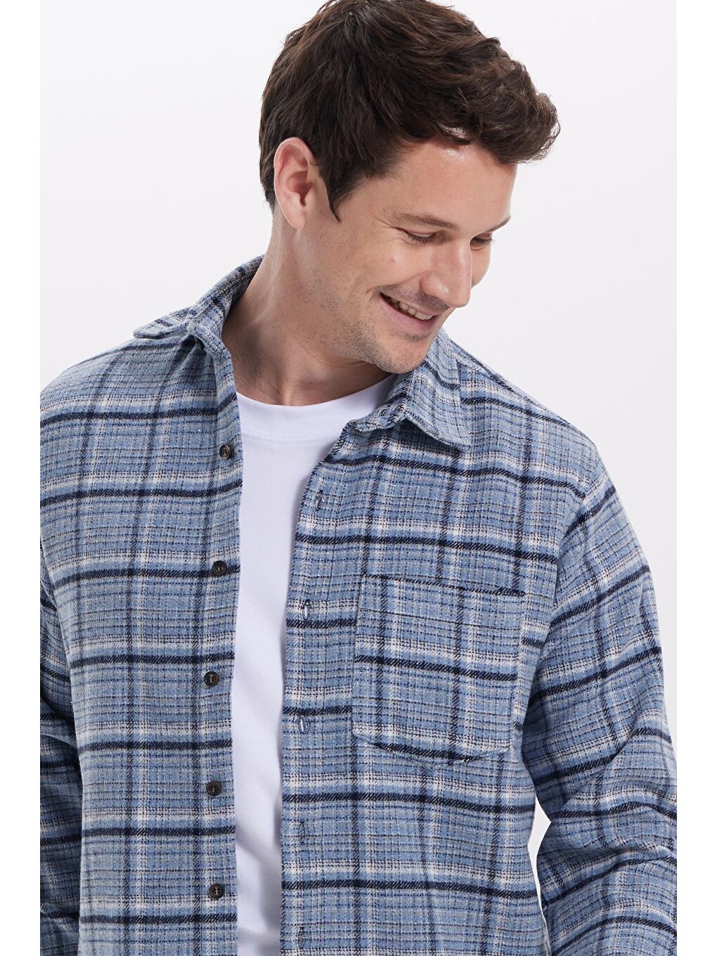 Mavi Erkek Regular Fit Rahat Kesim Kışlık Kareli Oduncu Gömlek-1