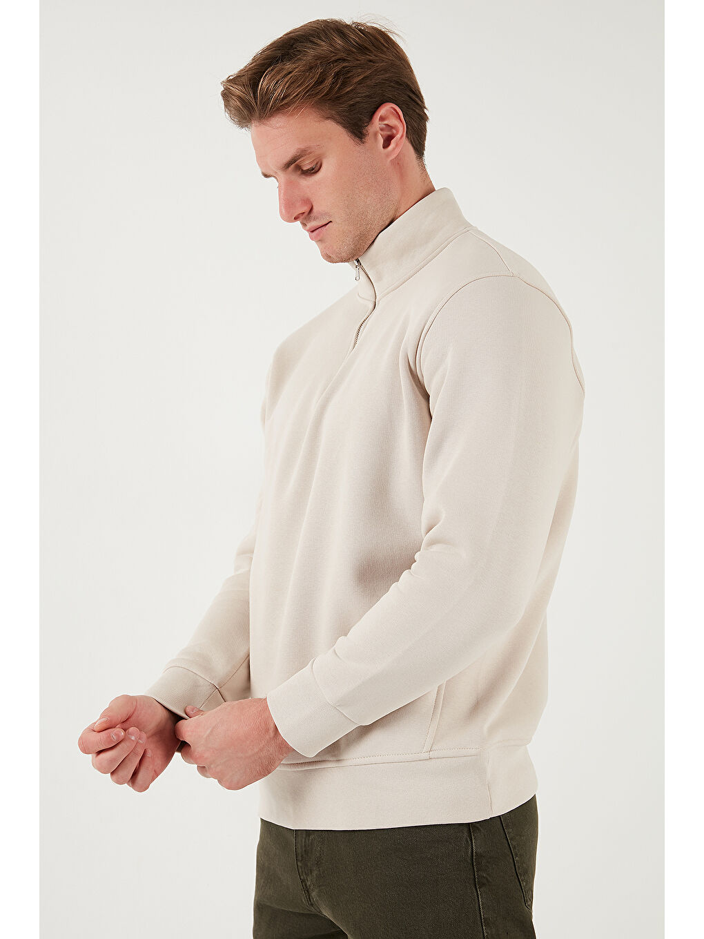 Gri Pamuklu Regular Fit Dik Yaka 2'li Paket Sweat 59052592S2-2