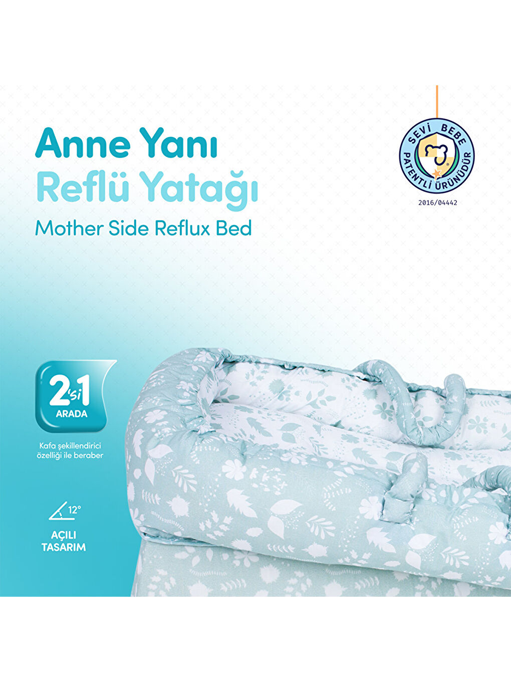 Anne Yanı Bebek Reflü Yatağı Yeşil