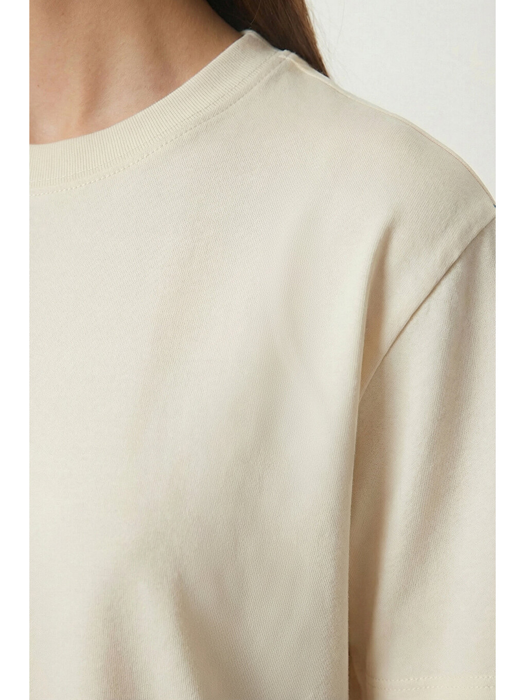 Beyaz Basic Modal T-shirt Kemik Lmc0084-3