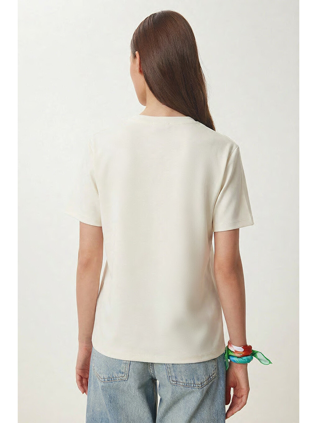 Beyaz Basic Modal T-shirt Kemik Lmc0084-4