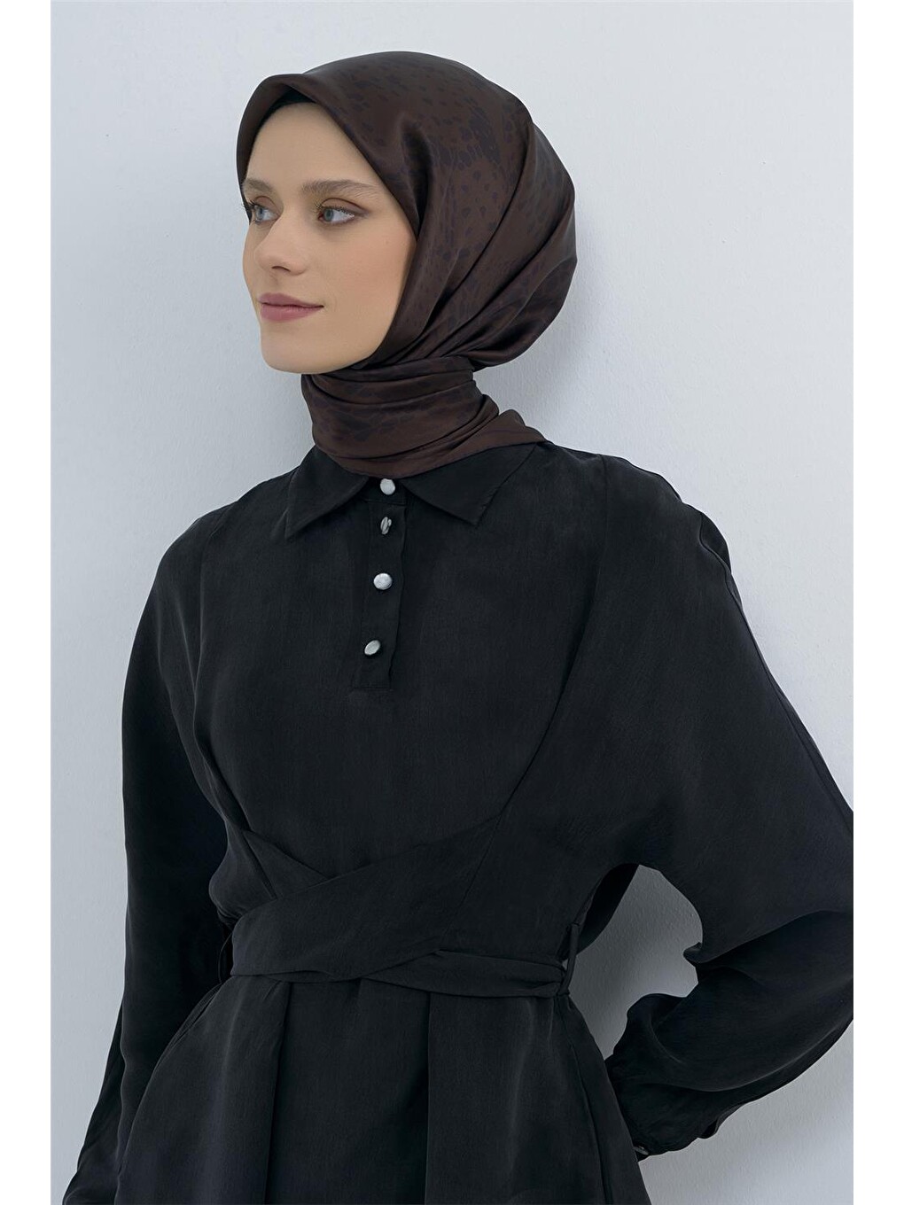 Kahverengi Saf İpek Twill Eşarp 9552d 87