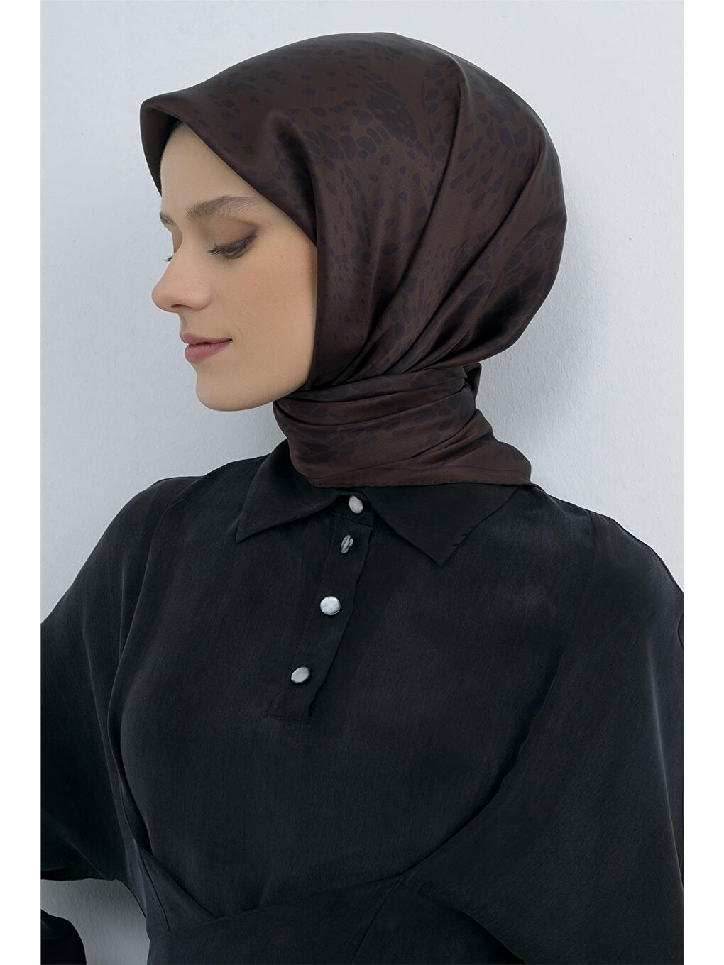 Kahverengi Saf İpek Twill Eşarp 9552d 87-2
