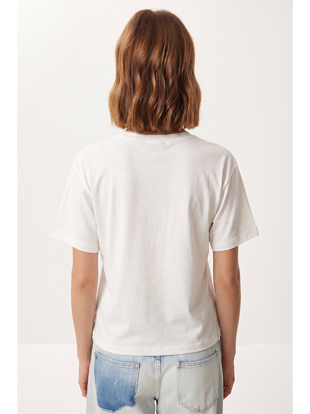 Ekru Gold Aksesuarlı Örme T-shirt EKRU LCR0119-3