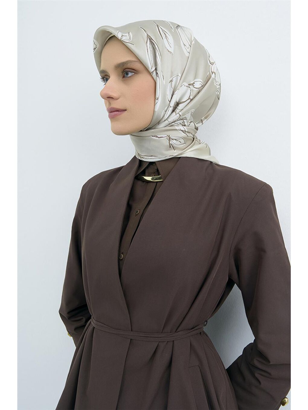 Bej Saf İpek Sura Eşarp 9536D 41-1