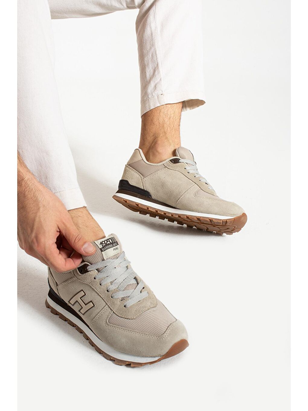 Peru Hakiki Deri Bej Erkek Spor Ayakkabı-3