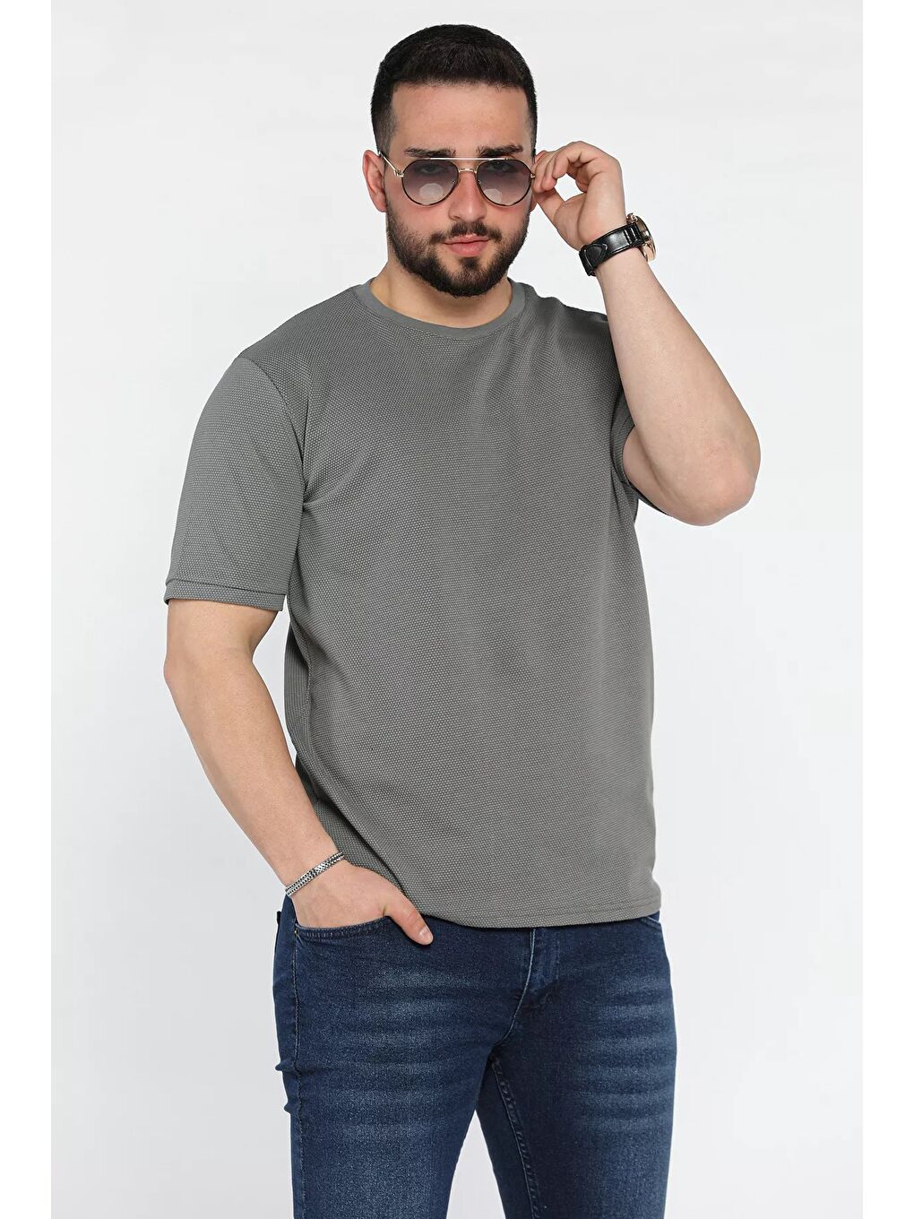 Haki Bisiklet Yaka Erkek Tişört