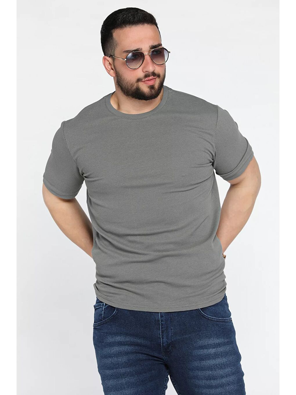 Haki Bisiklet Yaka Erkek Tişört-1