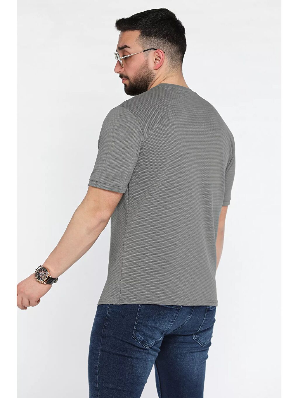 Haki Bisiklet Yaka Erkek Tişört-2