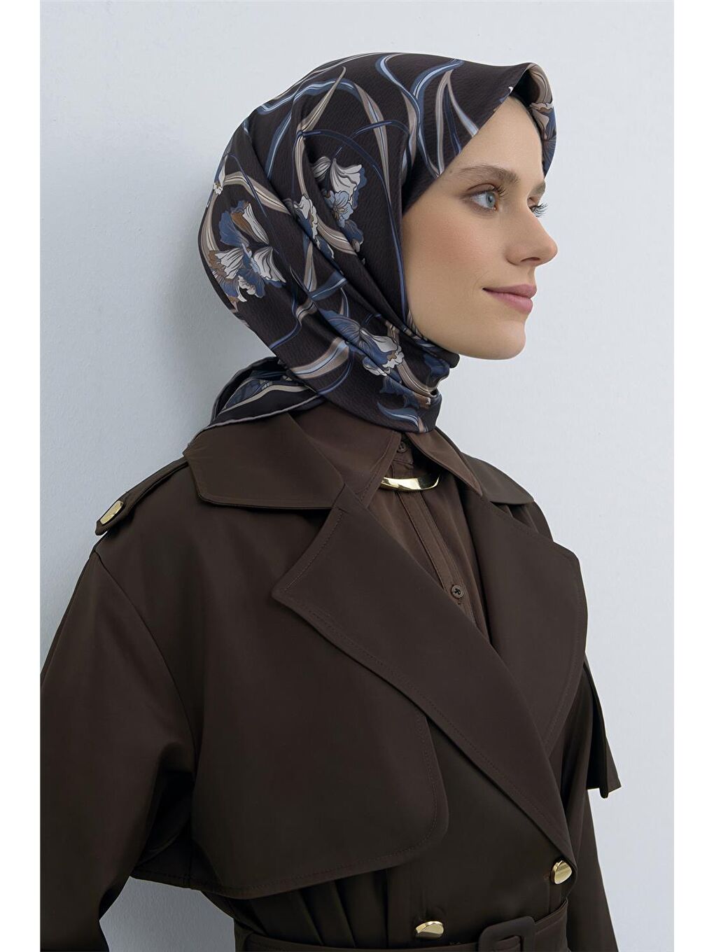 Kahverengi Saf İpek Sura Eşarp 9512D 37-1