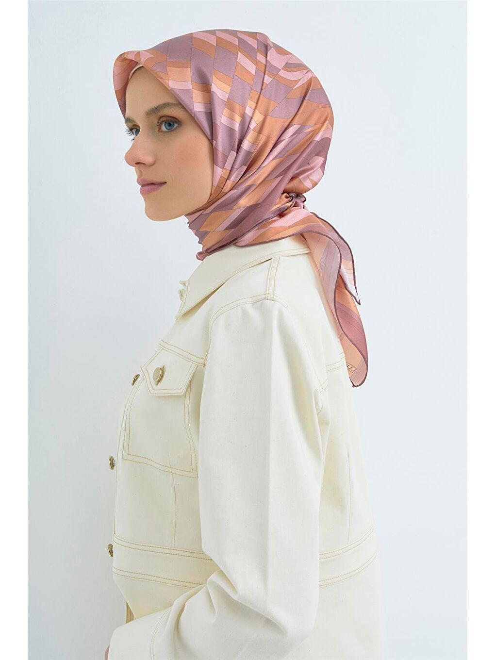 Pembe Saf İpek Sura Eşarp 9507D 01-2