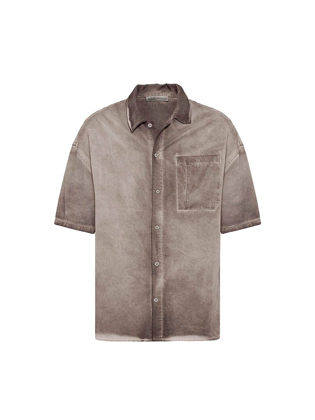 Kahverengi Yıkamalı Kısa Kollu Oversize Gömlek Kahve-1