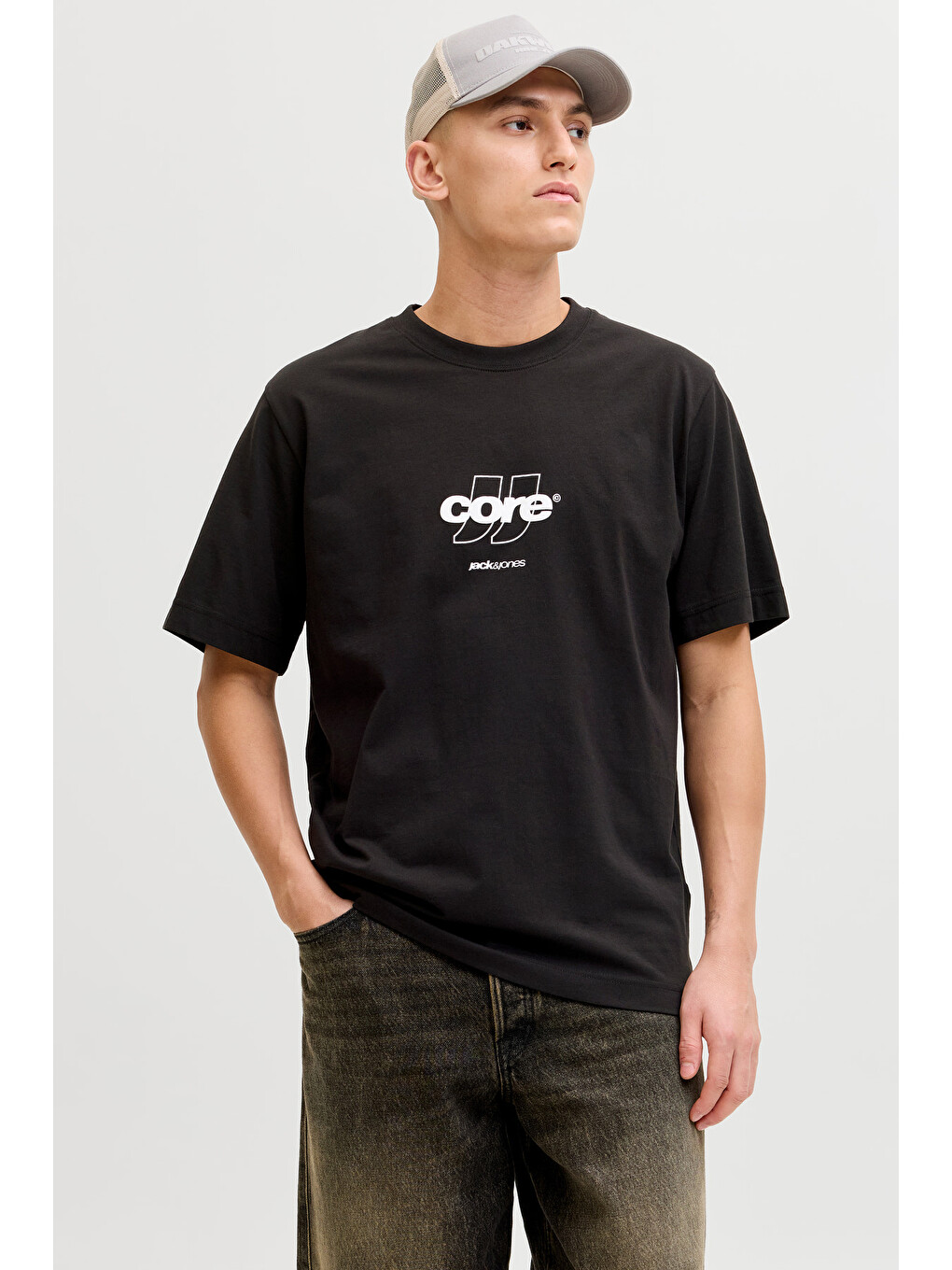 Siyah Core Logolu Pamuklu Regular Fit Bisiklet Yaka Tişört 12289868