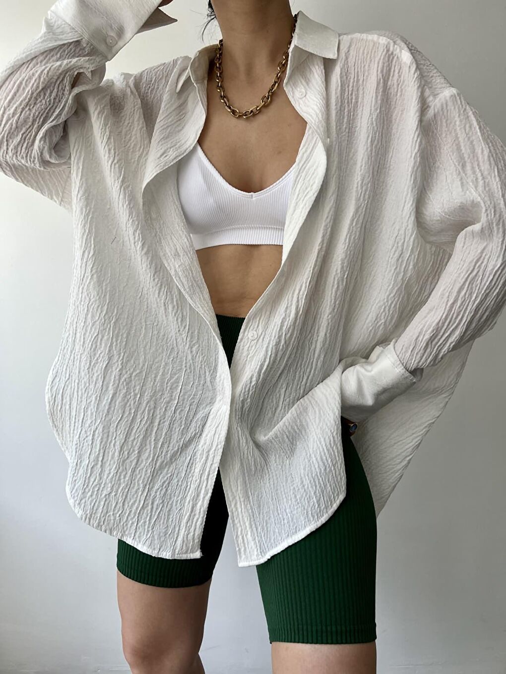 Mai Durres Beyaz Oversize Gömlek