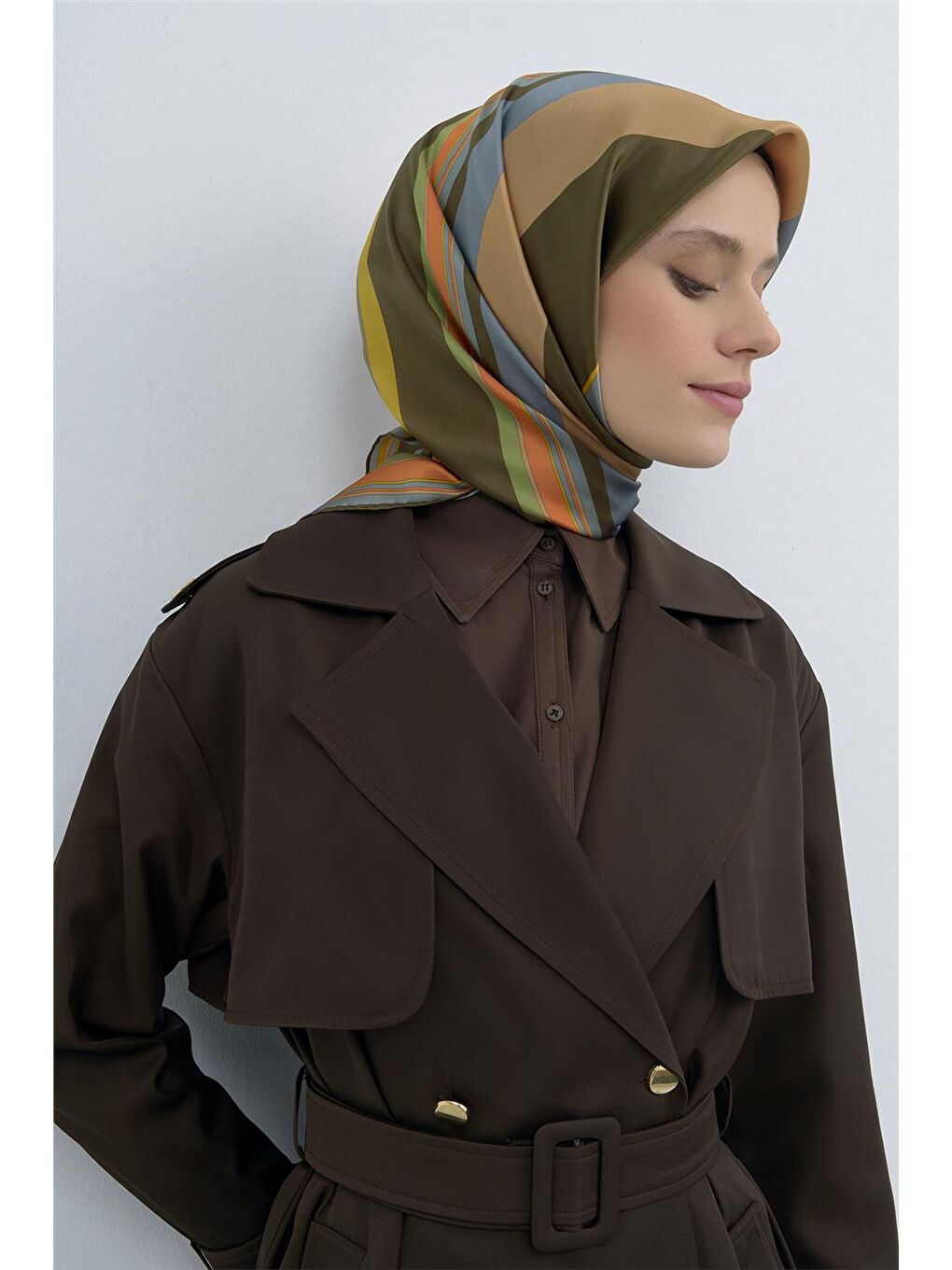 Karışık Saf İpek Twill Eşarp 9514D 53-1