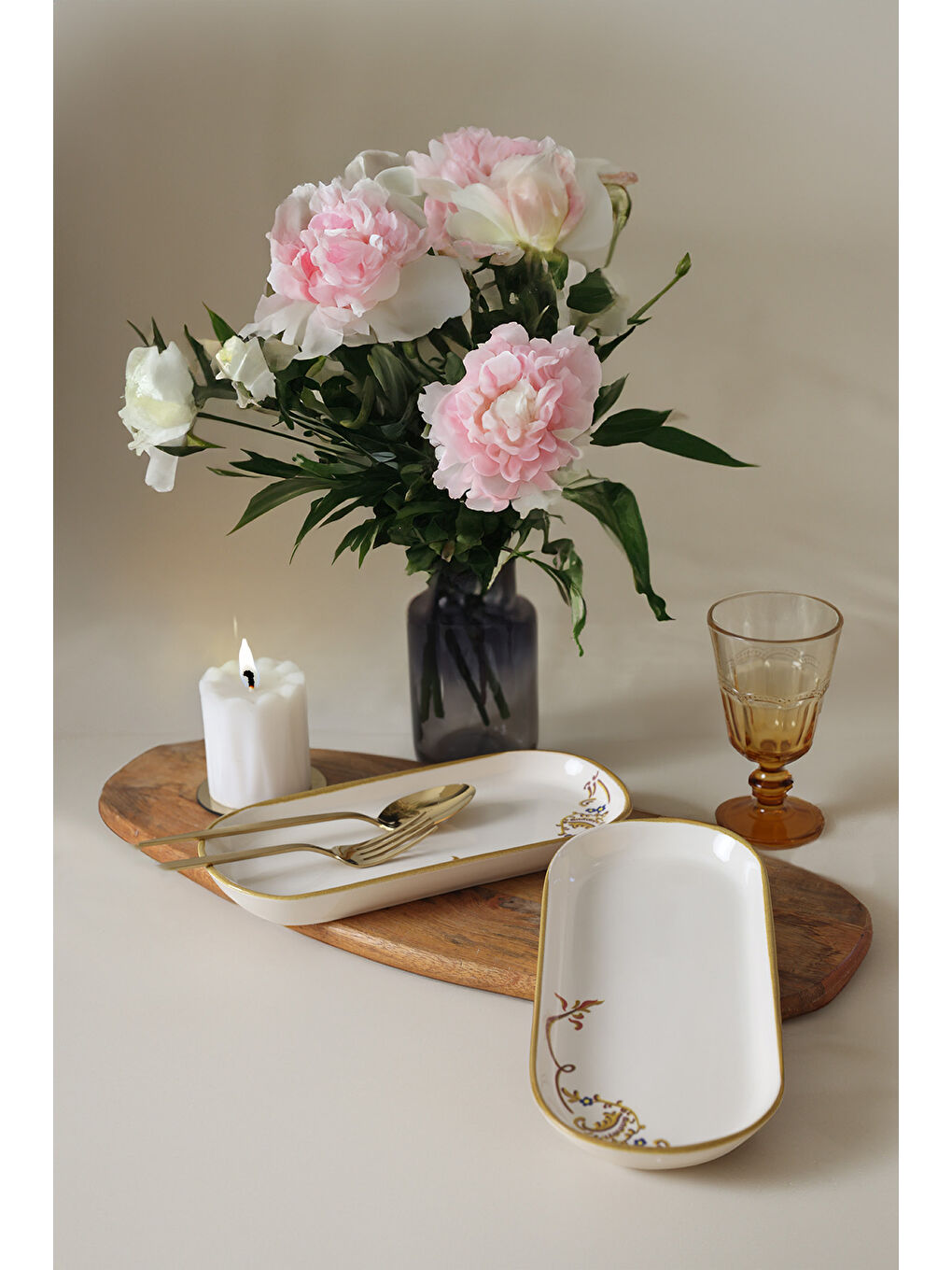 Karışık Bronze Bloom Noyan Kayık Tabak 26 cm 2 Adet-1