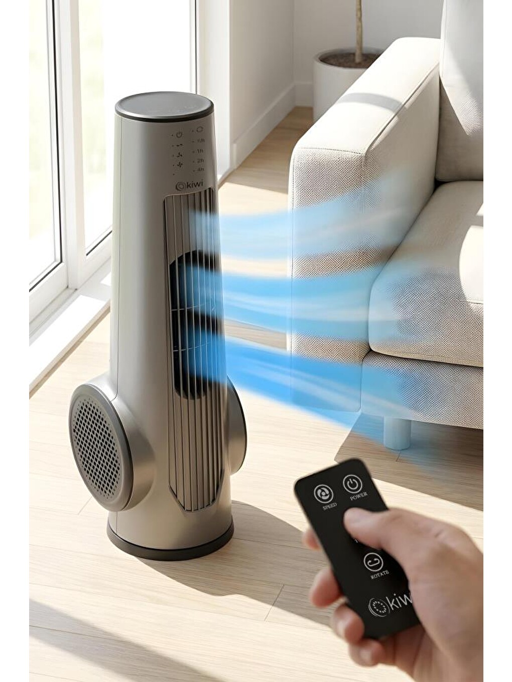 Kfan-7693 Kule Tipi Vantilatör | Lcd Ekran & 75 Cm & 3 Kademe & Kumandalı & 7.5 Saat Zamanlayıc-4