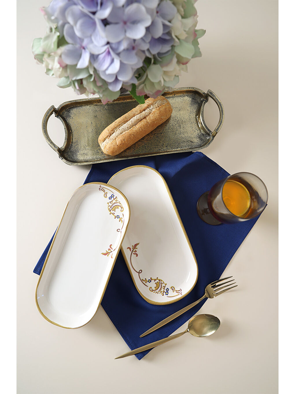 Karışık Bronze Bloom Noyan Kayık Tabak 26 cm 2 Adet-2