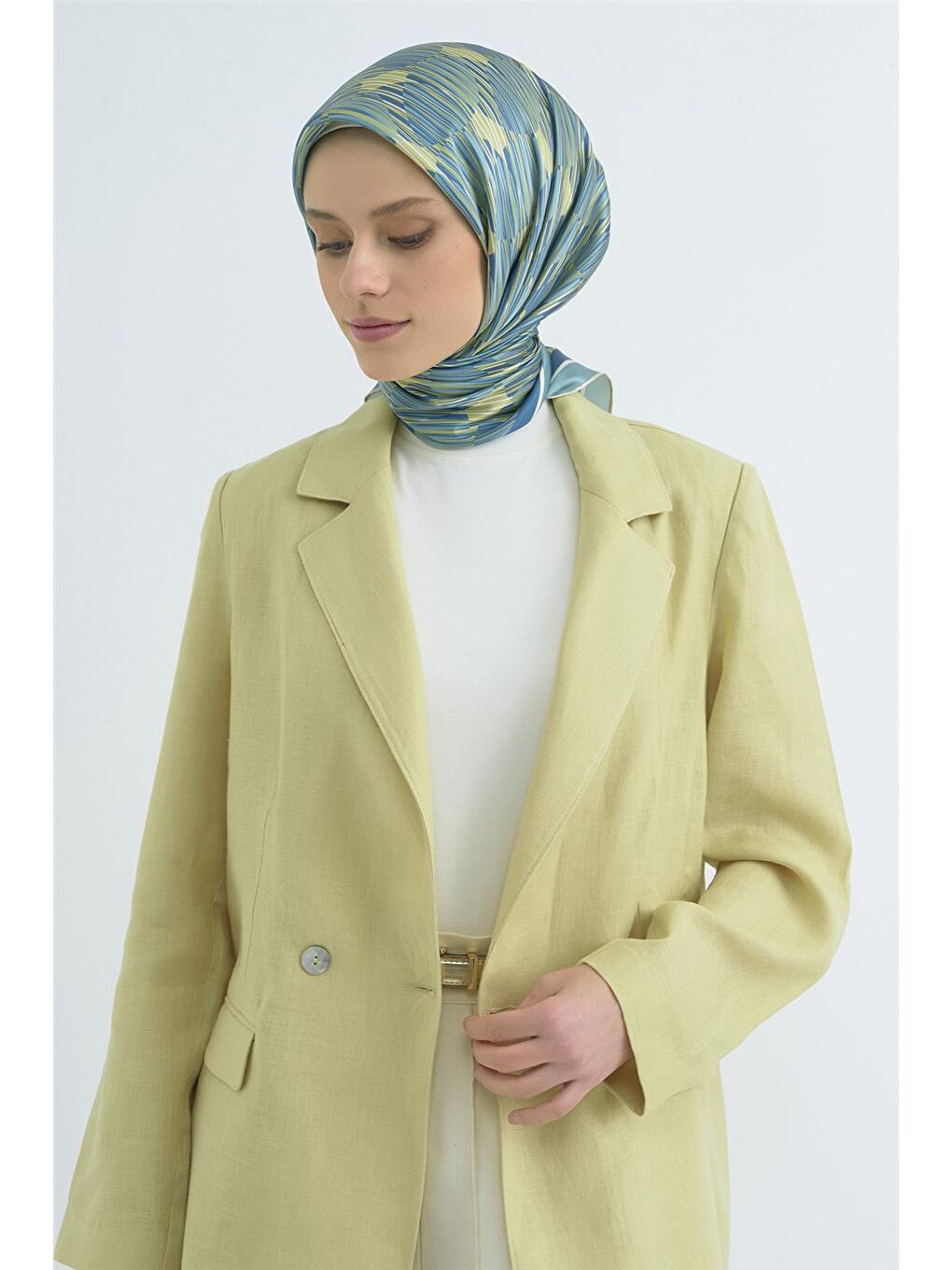 Turkuaz Saf İpek Twill Eşarp 9533D 34