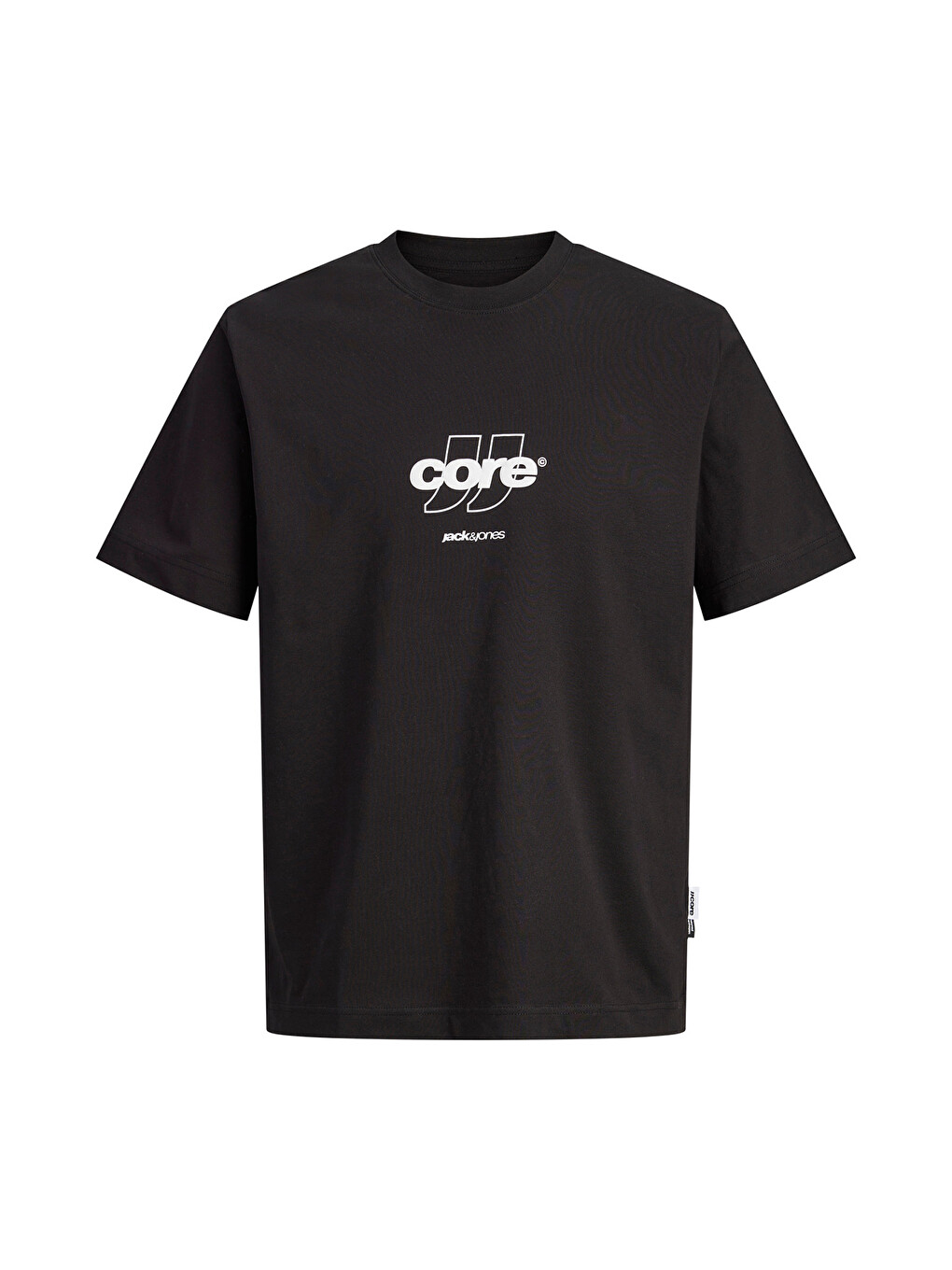 Siyah Core Logolu Pamuklu Regular Fit Bisiklet Yaka Tişört 12289868-6