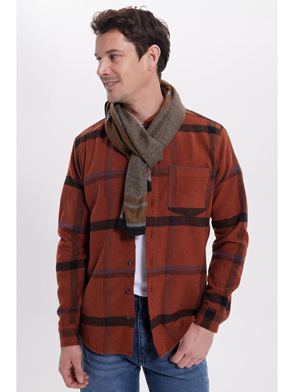 Karışık Erkek Regular Fit Rahat Kesim Kışlık Kareli Oduncu Gömlek-6