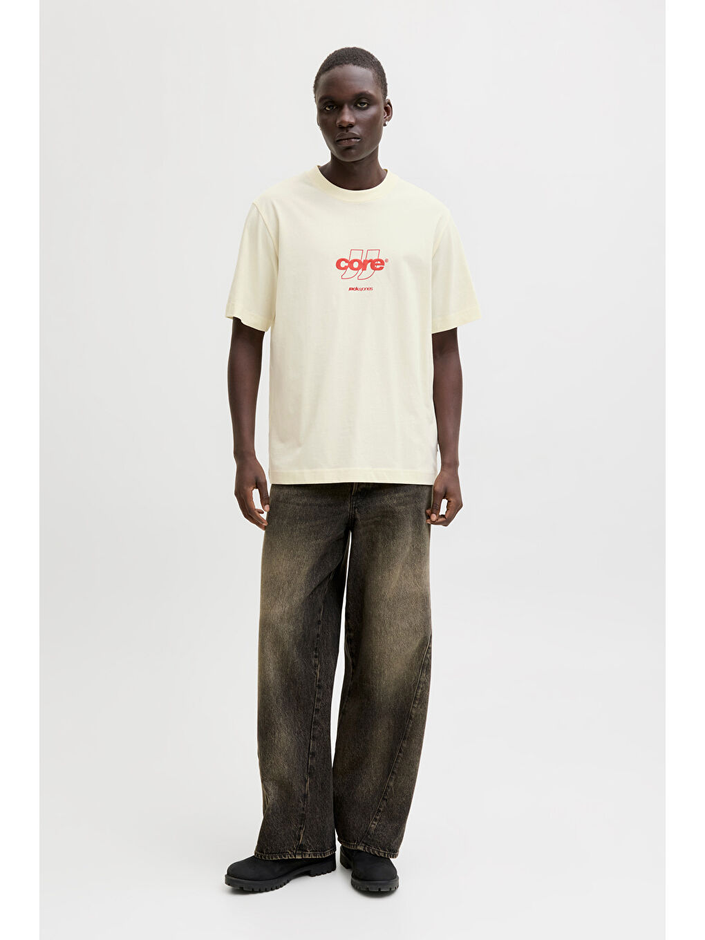 Ekru Core Logolu Pamuklu Regular Fit Bisiklet Yaka T Shirt 12289868-1