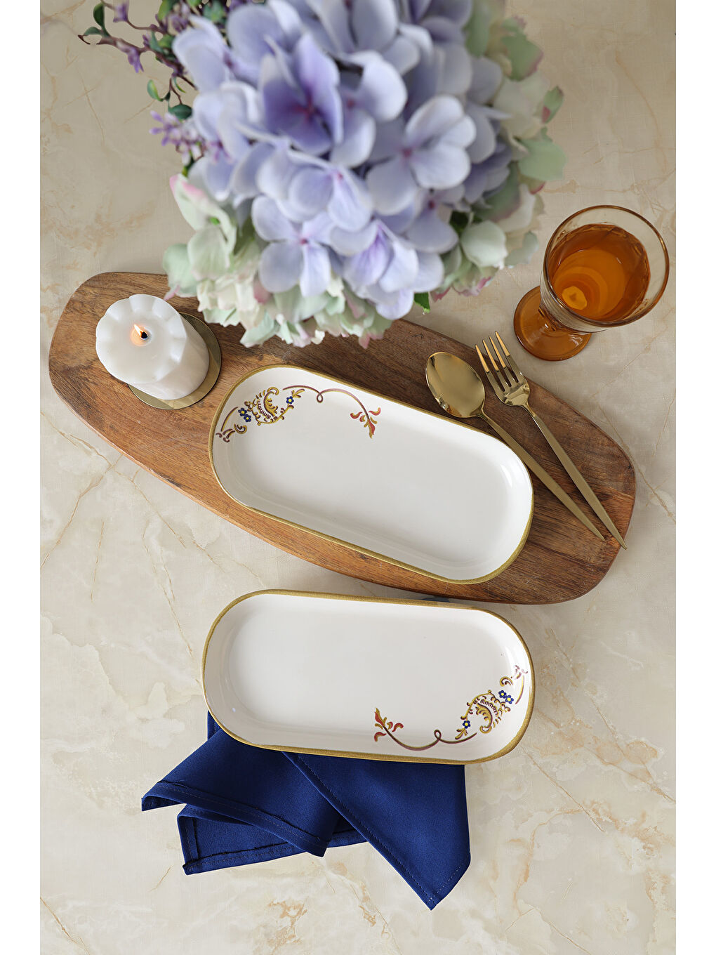 Karışık Bronze Bloom Noyan Kayık Tabak 26 cm 2 Adet-4