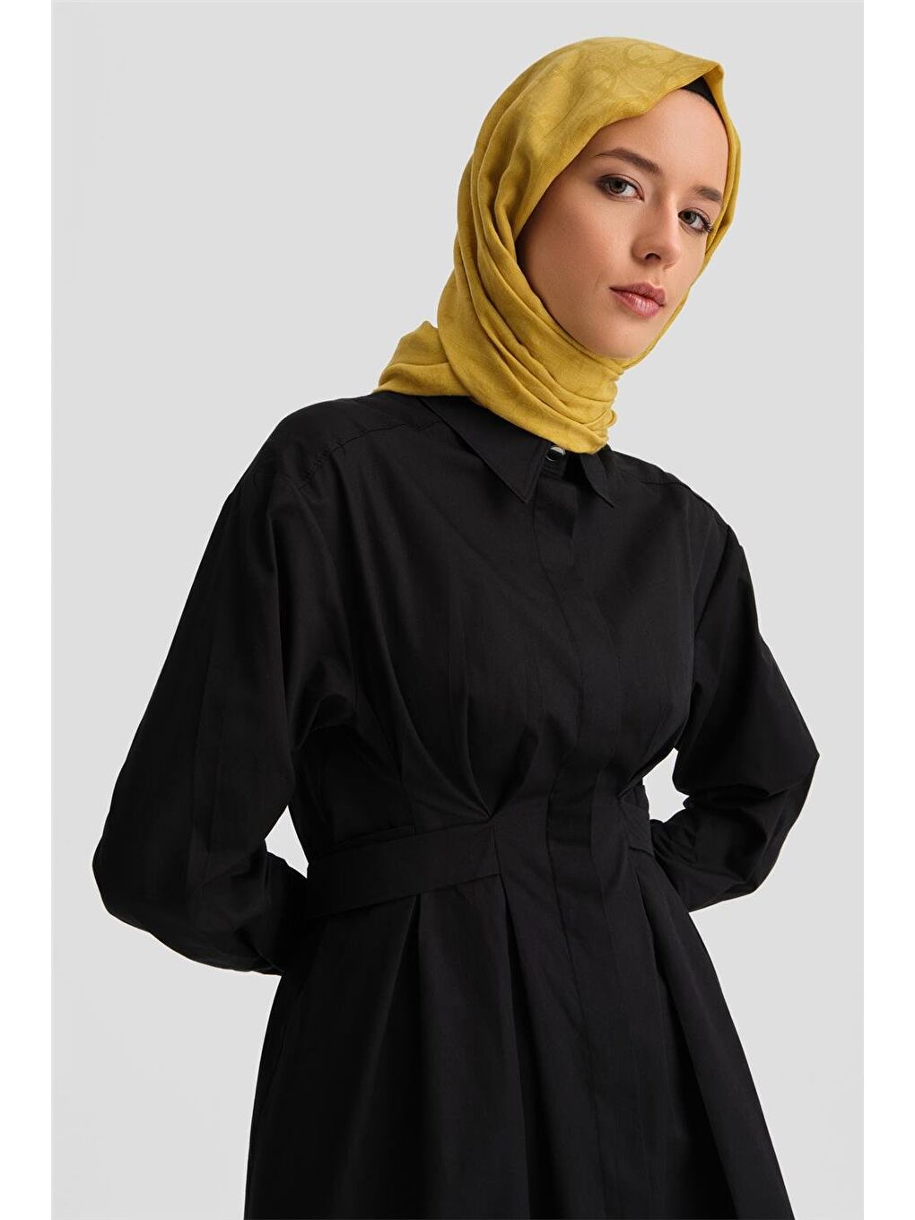 Fiyonklu Naturel Kumaşlı Tunik 24K4300 Siyah-3