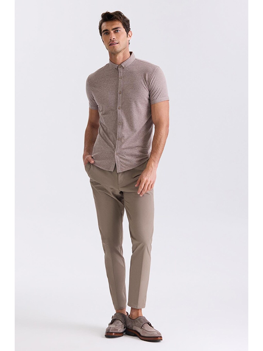 Bej Slim Fit Gömlek-1