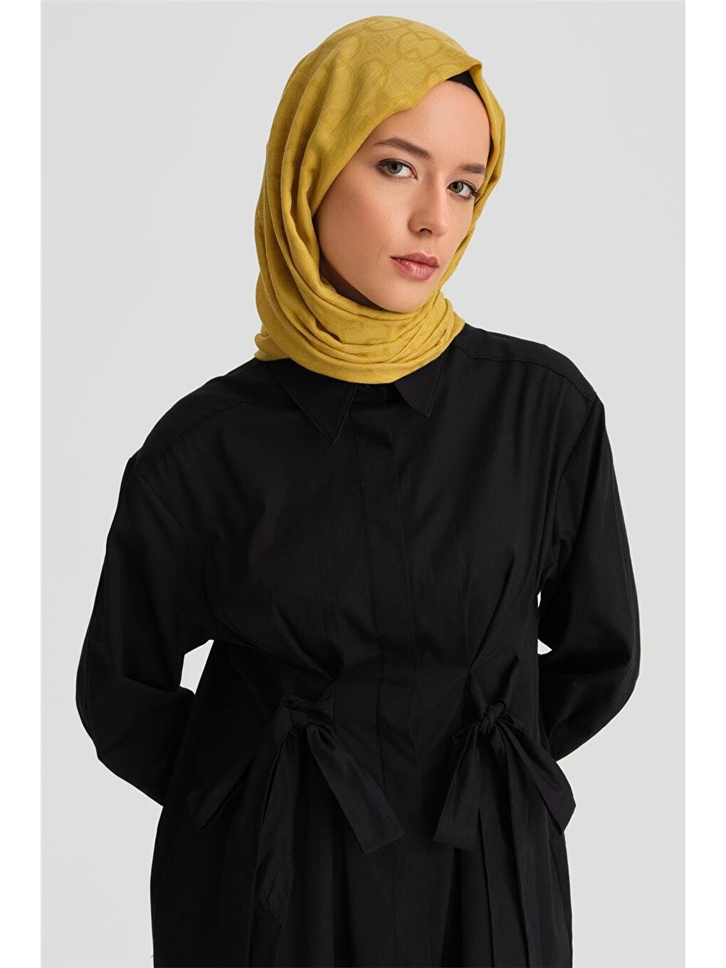 Fiyonklu Naturel Kumaşlı Tunik 24K4300 Siyah-4