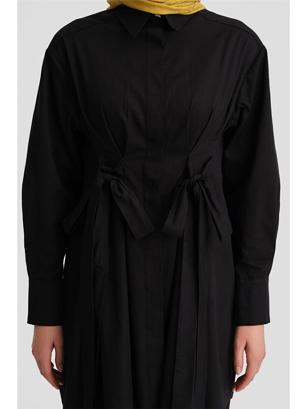 Fiyonklu Naturel Kumaşlı Tunik 24K4300 Siyah-5