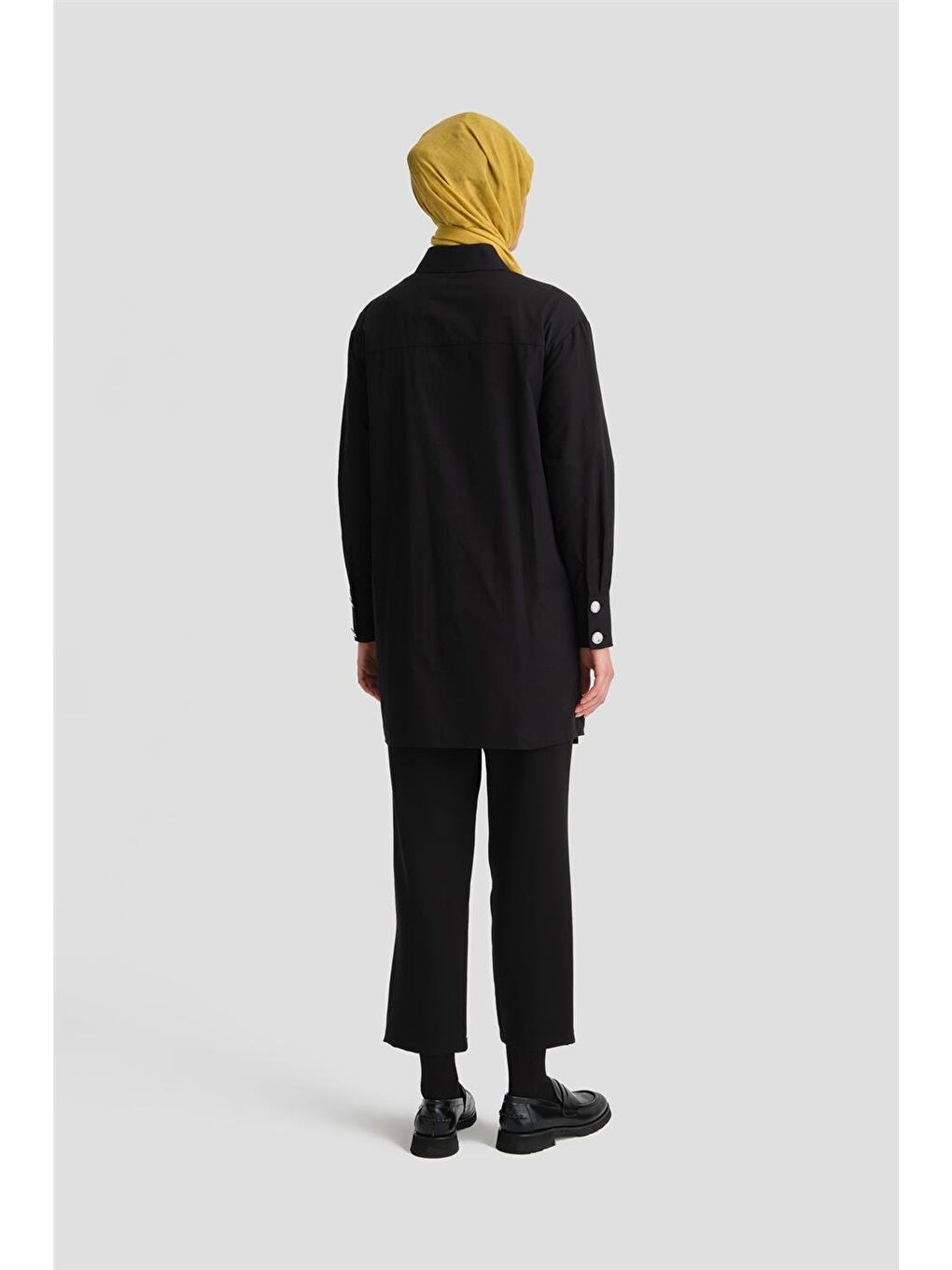 Fiyonklu Naturel Kumaşlı Tunik 24K4300 Siyah-6