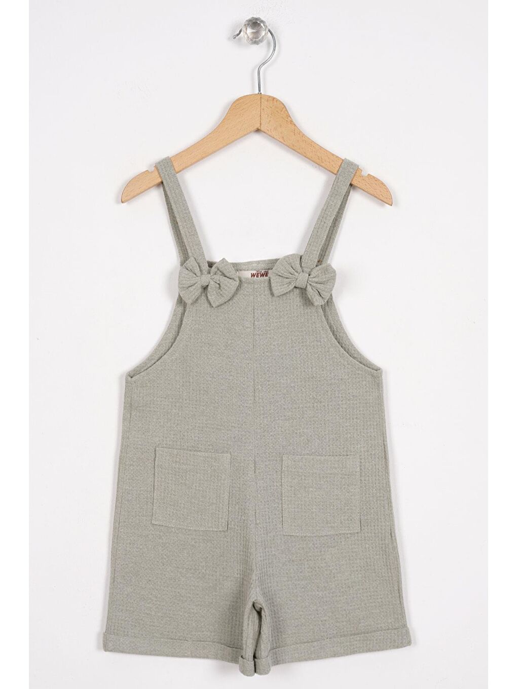 Fiyok Aksesuarlı Çağla Yeşili Renk Kız Çocuk Salopet