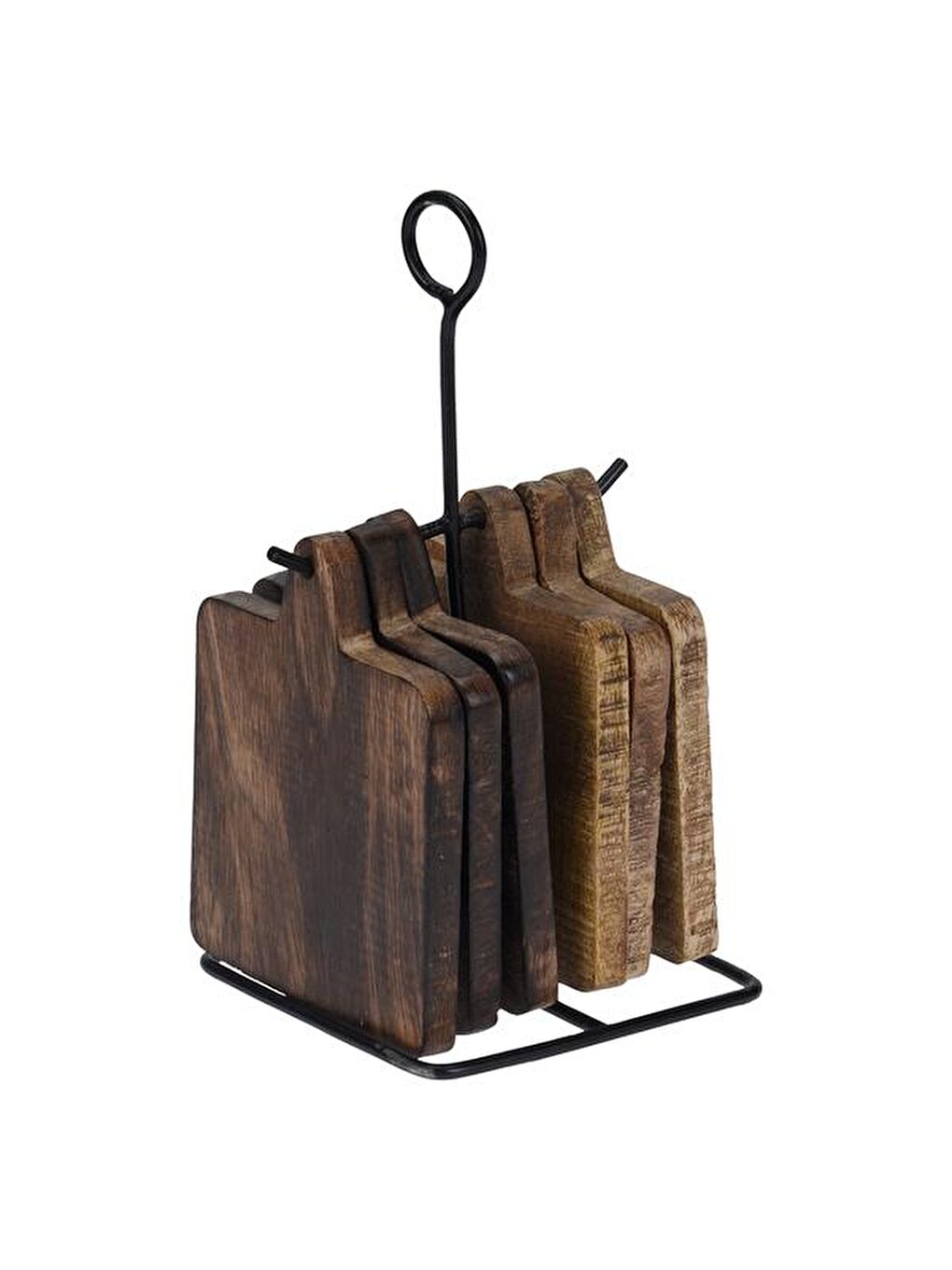 Kahverengi 6'lı Ahşap Bardak Altlığı Seti