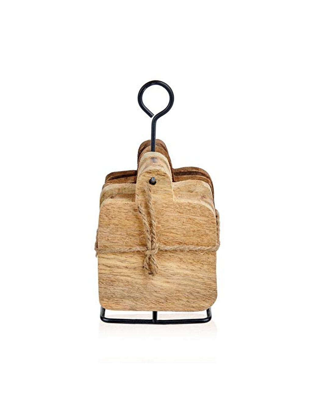 Kahverengi 6'lı Ahşap Bardak Altlığı Seti-2