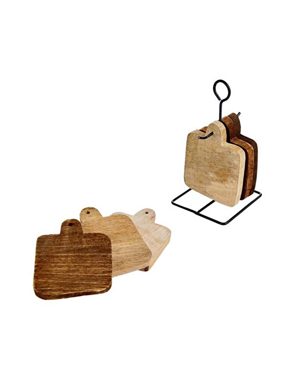 Kahverengi 6'lı Ahşap Bardak Altlığı Seti-3