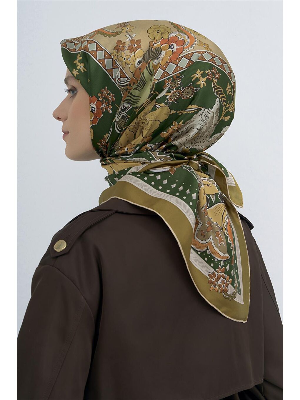 Karışık Saf İpek Twill Eşarp 9535D 25-2