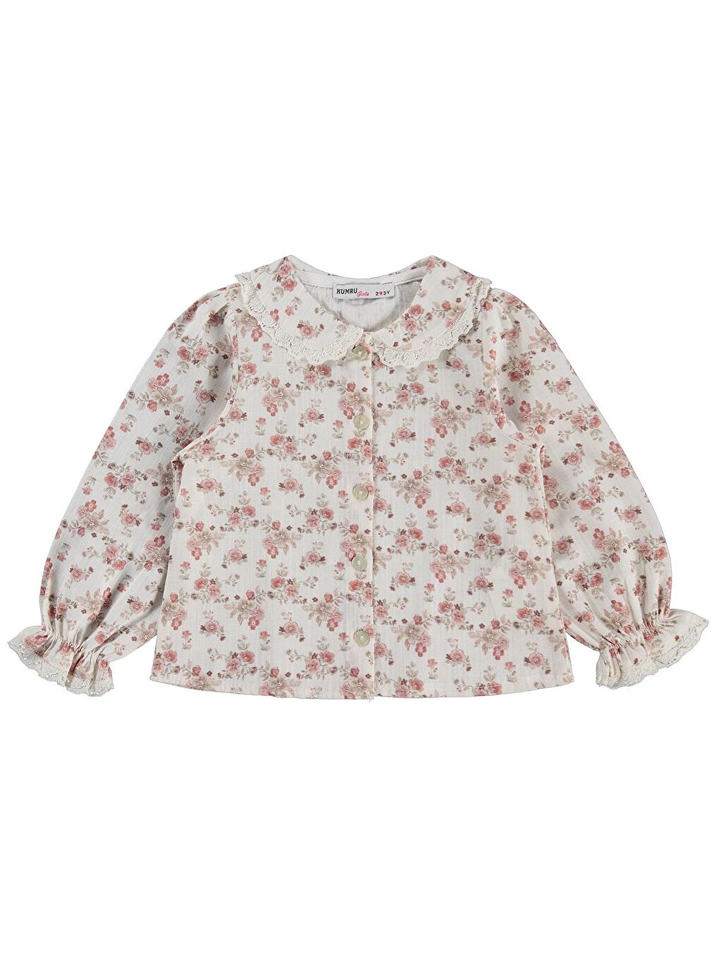 Civil Girls Yelek Pantolon Çiçekli Gömlek 3 Lü 2-5 Yaş Takım - Pembe 4-5 Yaş-3