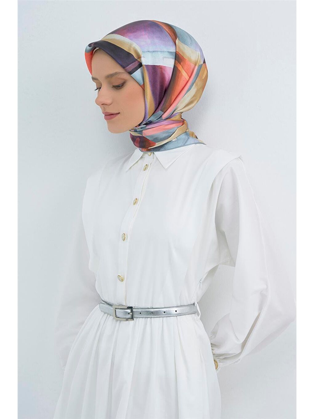 Karışık Saf İpek Twill Eşarp 9510D 80