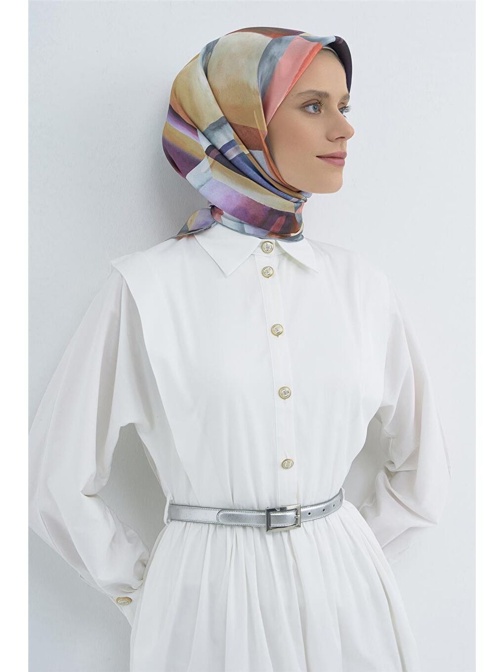 Karışık Saf İpek Twill Eşarp 9510D 80-1