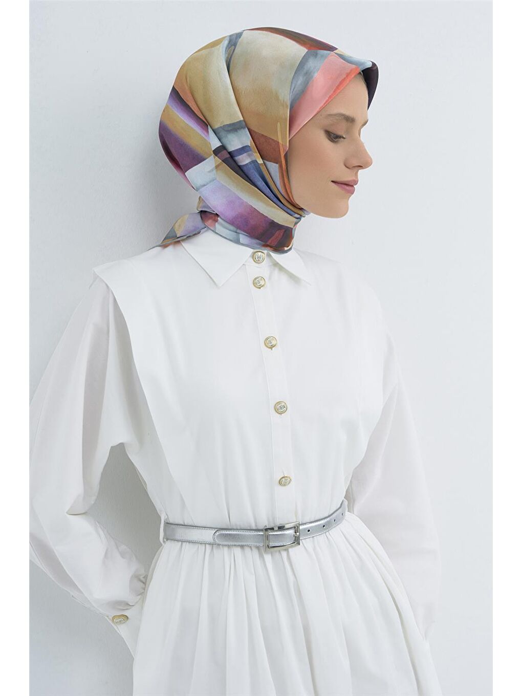 Karışık Saf İpek Twill Eşarp 9510D 80-2