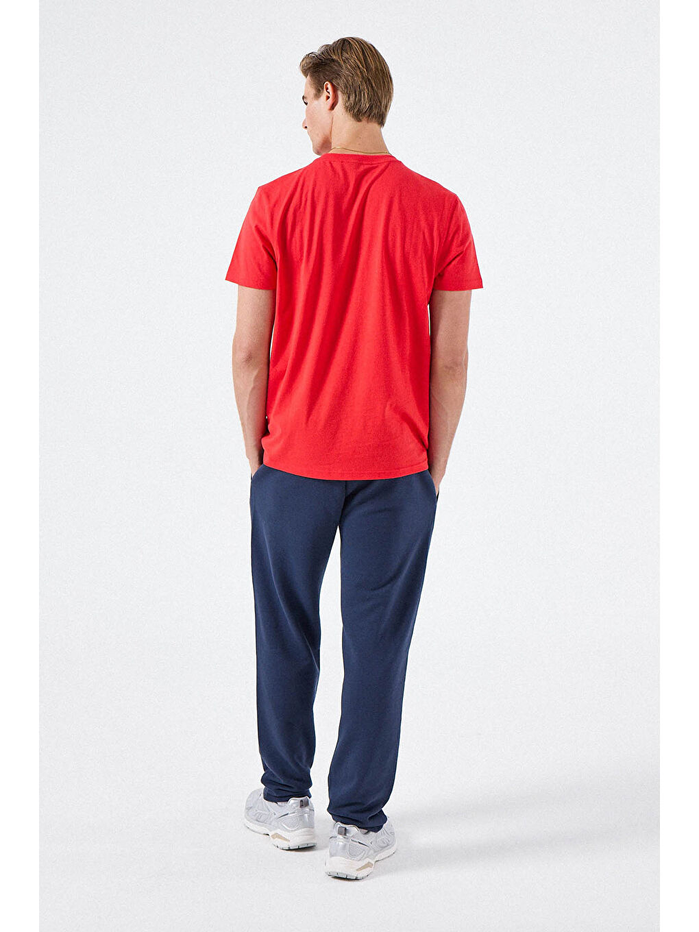 Lacivert Logolu Pamuklu Regular Fit Normal Bel Düz Paça Eşofman Altı 6SM4008-NV-2