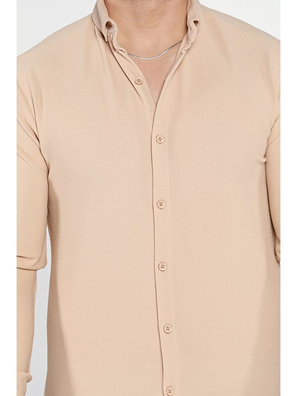 Bej Erkek Uzun Kol Gömlek-3