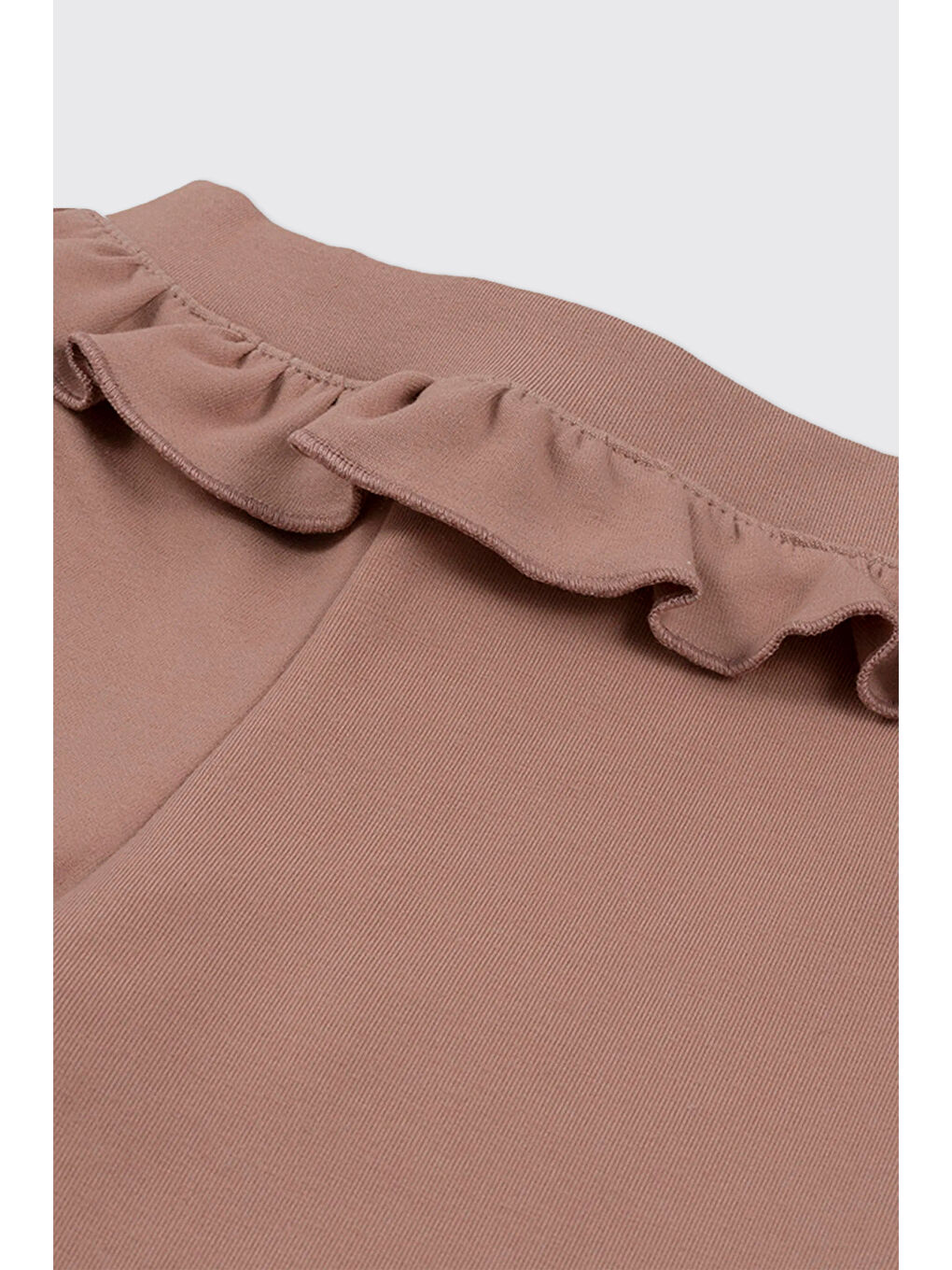 Pembe Kız Bebek Beli Lastikli Fırfır Detaylı Bol Paça Gül Eşofman Alt-2