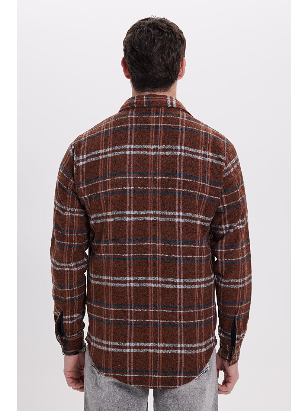 Karışık Erkek Slim Fit Dar Kesim Kareli Kışlık Oduncu Gömlek-6