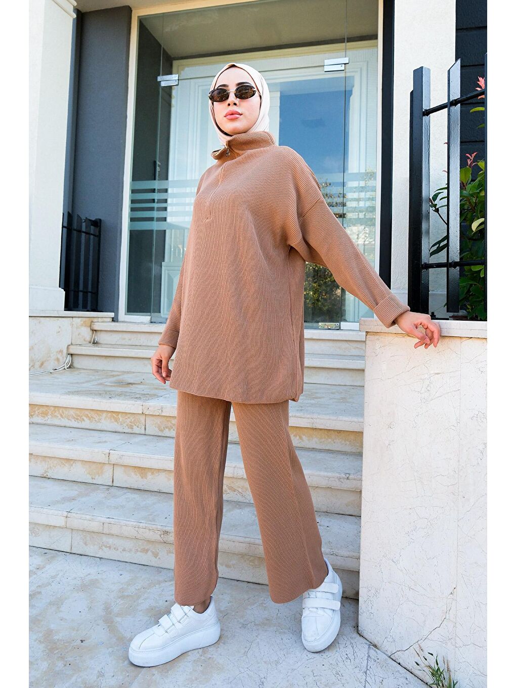 Bej FERMUAR DETAYLI TRIKO TAKIM  Vizon-3