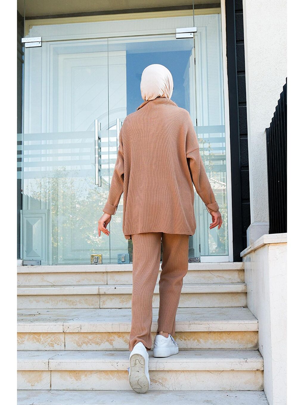 Bej FERMUAR DETAYLI TRIKO TAKIM  Vizon-4